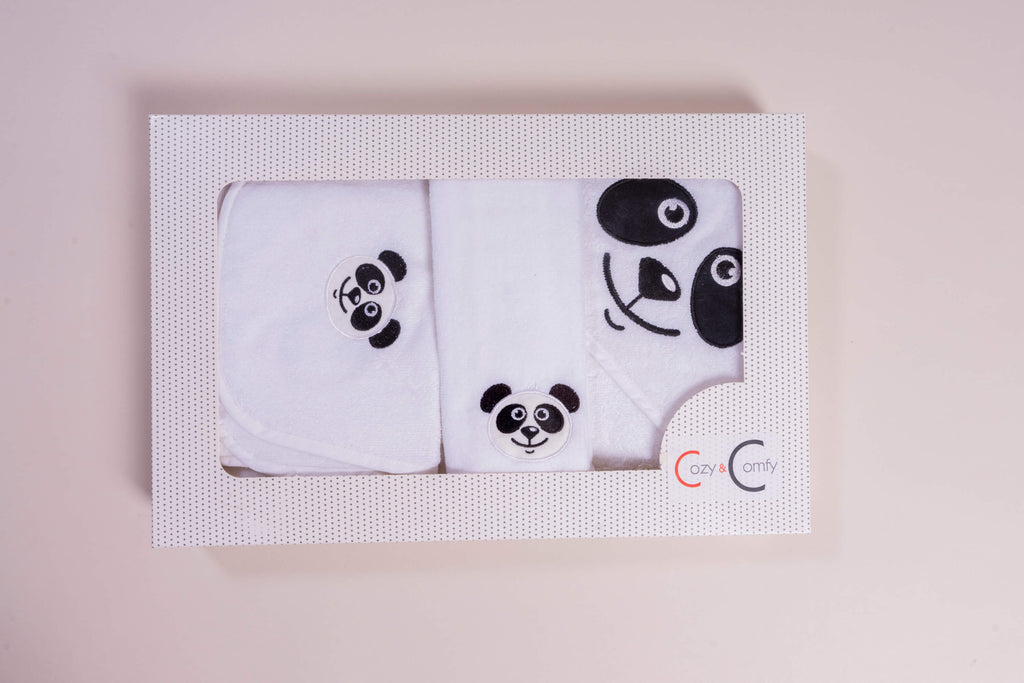 Panda Baby Hooded Bathrobe | Baby Towel Set