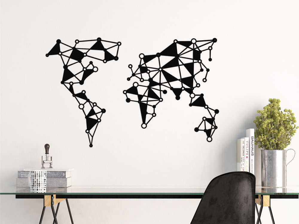 Metal World Map for Home and Office Decoration