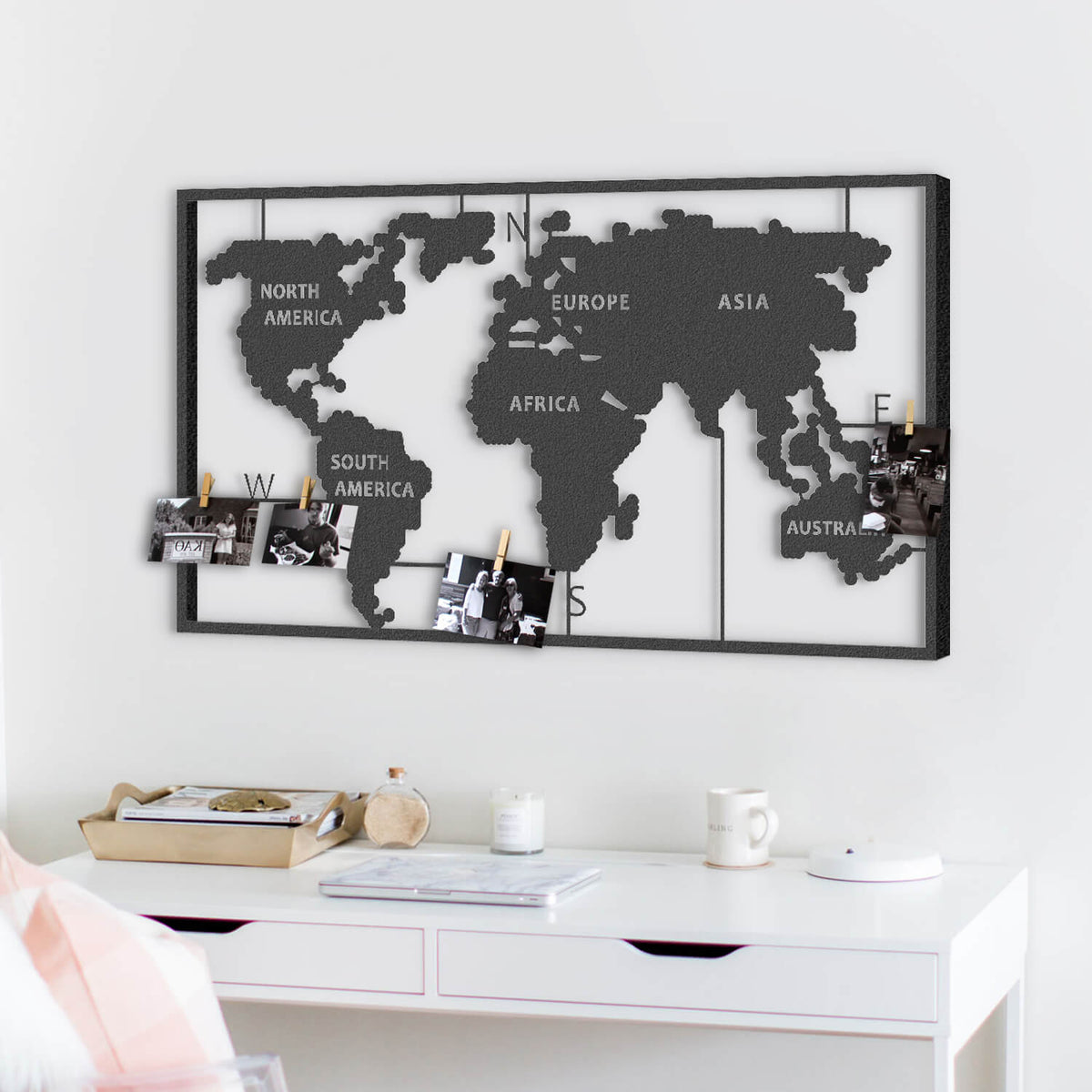 Continental Metal World Map Wall Decor | Hencely Home Decor