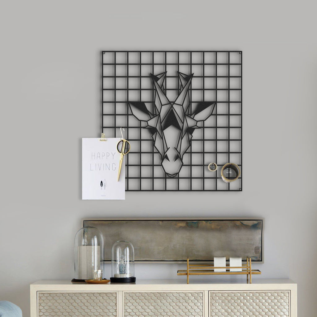 The Giraffe | Metal Grid Wall Panel | Decorative Pegboard | Wall Organizer - Hencely