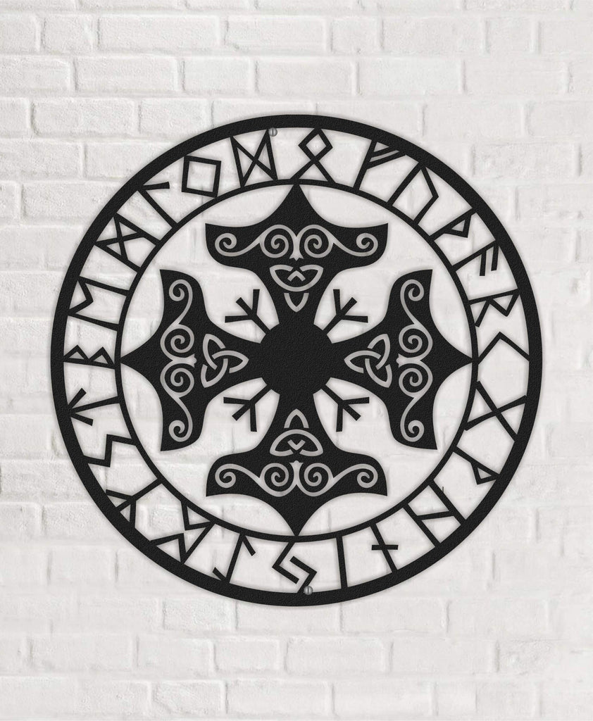 Viking Symbol | Round Metal Wall Art | Vikings Metal Wall Decor - Hencely
