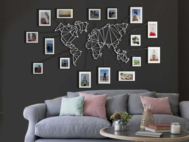 White Metal World Map | Modern World Map Wall Art | White Metal Wall Hanging - Hencely