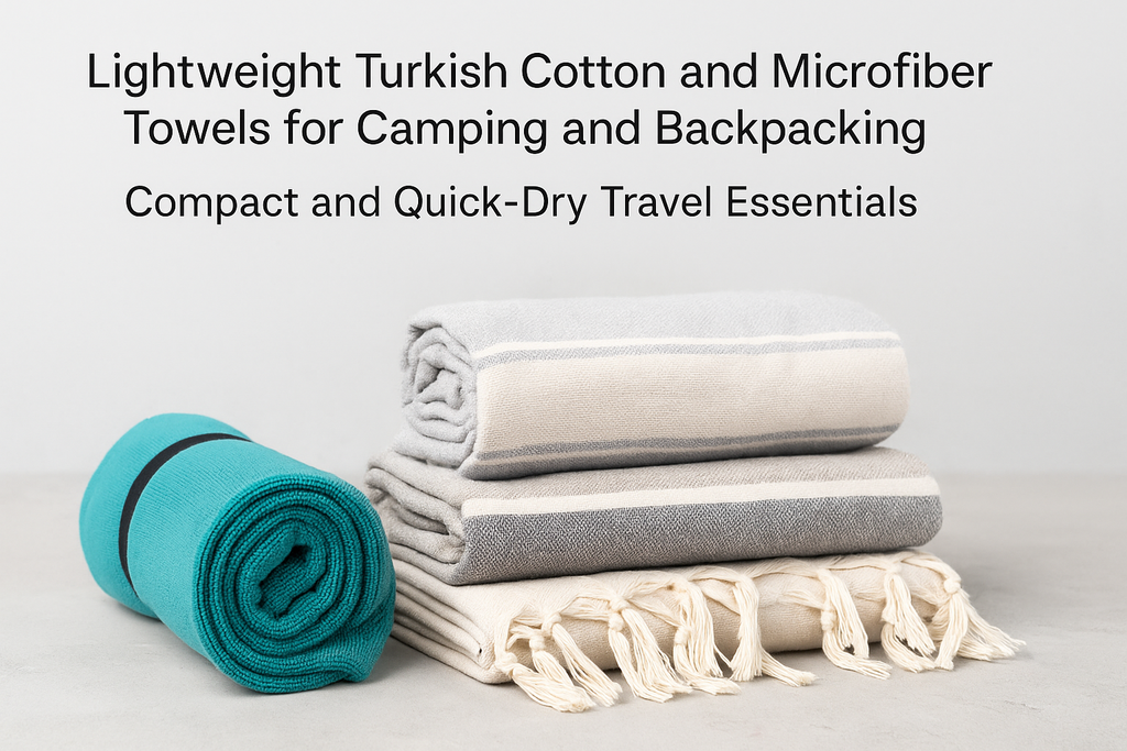 Lightweight Turkish cotton and microfiber towels for camping and backpacking — compact and quick-dry travel essentials.