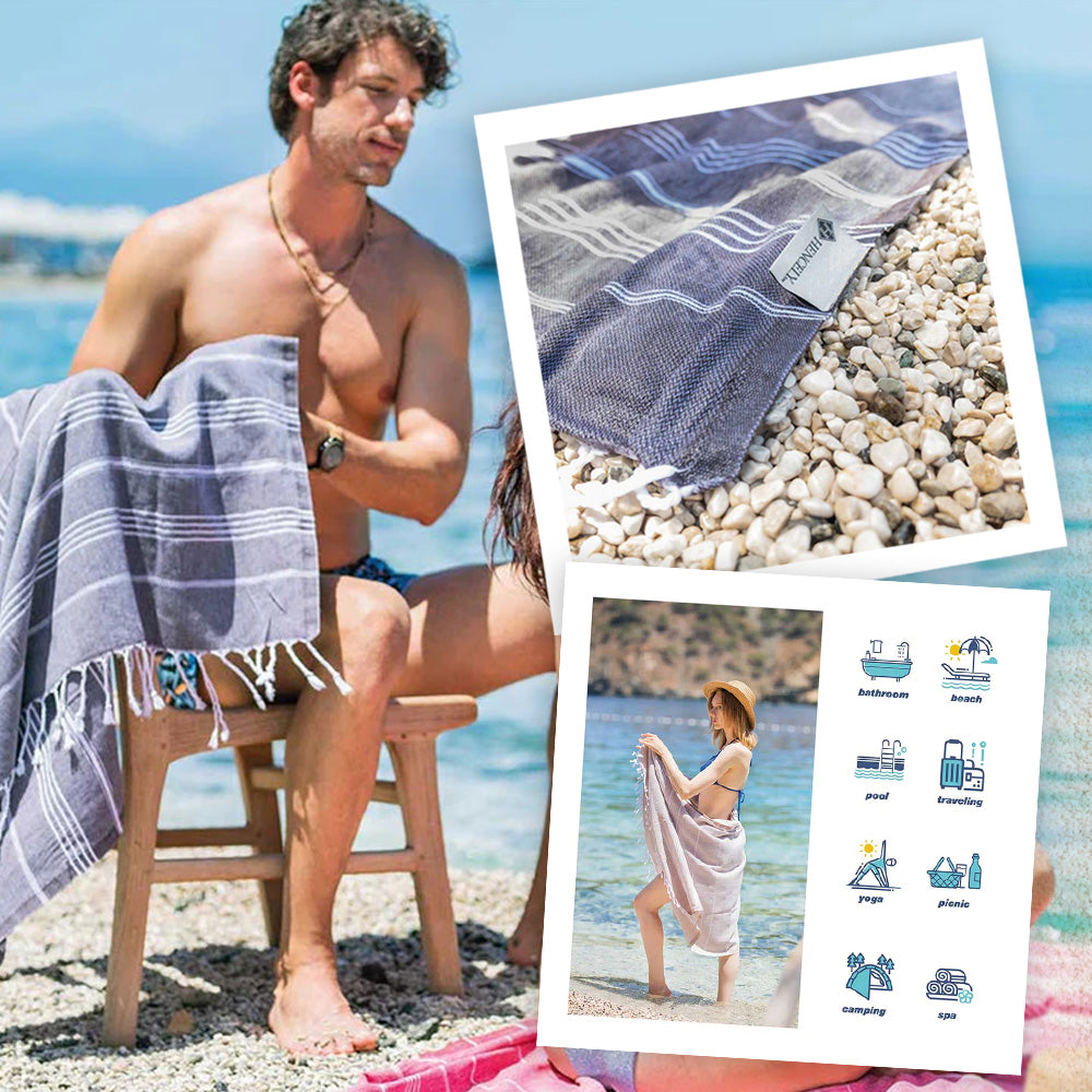 Hencely Sand Free Turkish Beach Towel Gold - Set of 6