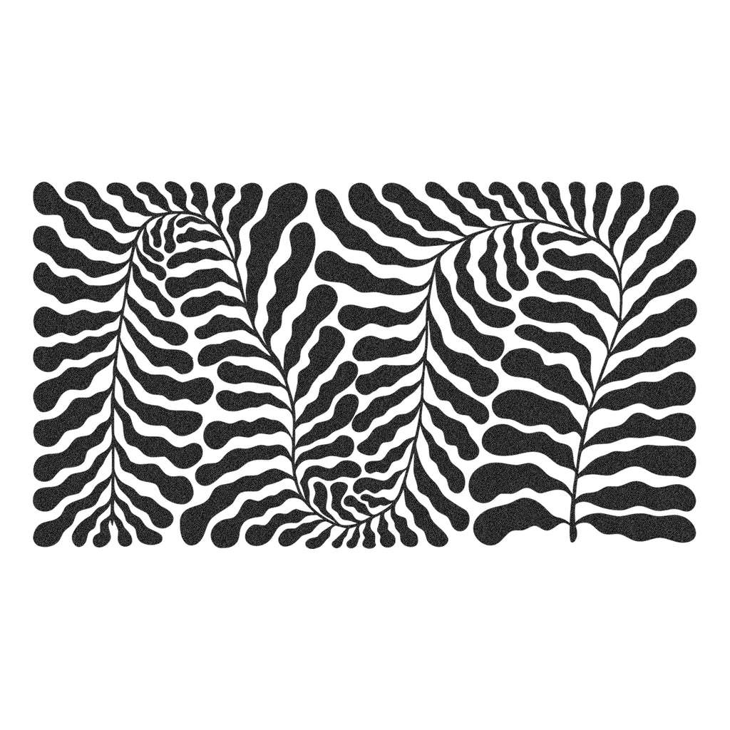 Modern flowing leaf pattern black metal wall panel decor