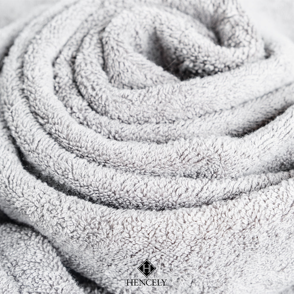 Close-up of oversized cotton bath sheet folded to show plush texture.