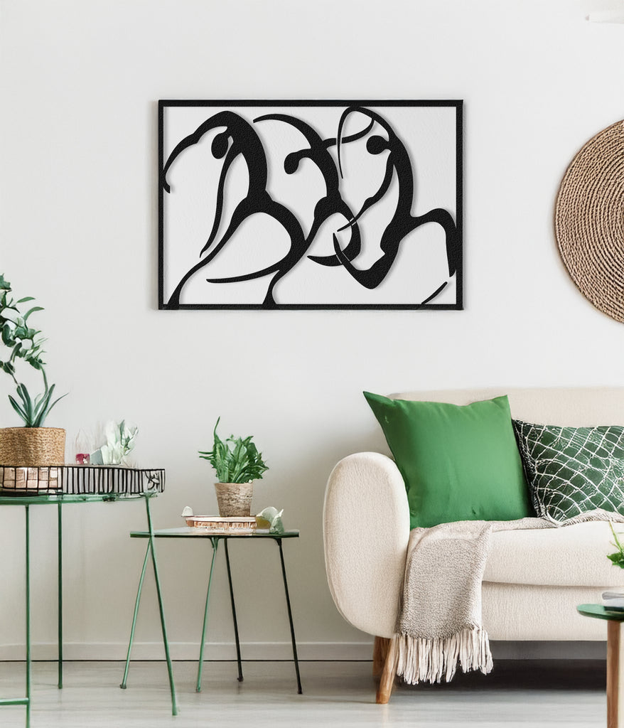 Dancers abstract black metal wall art – modern dance silhouette panel