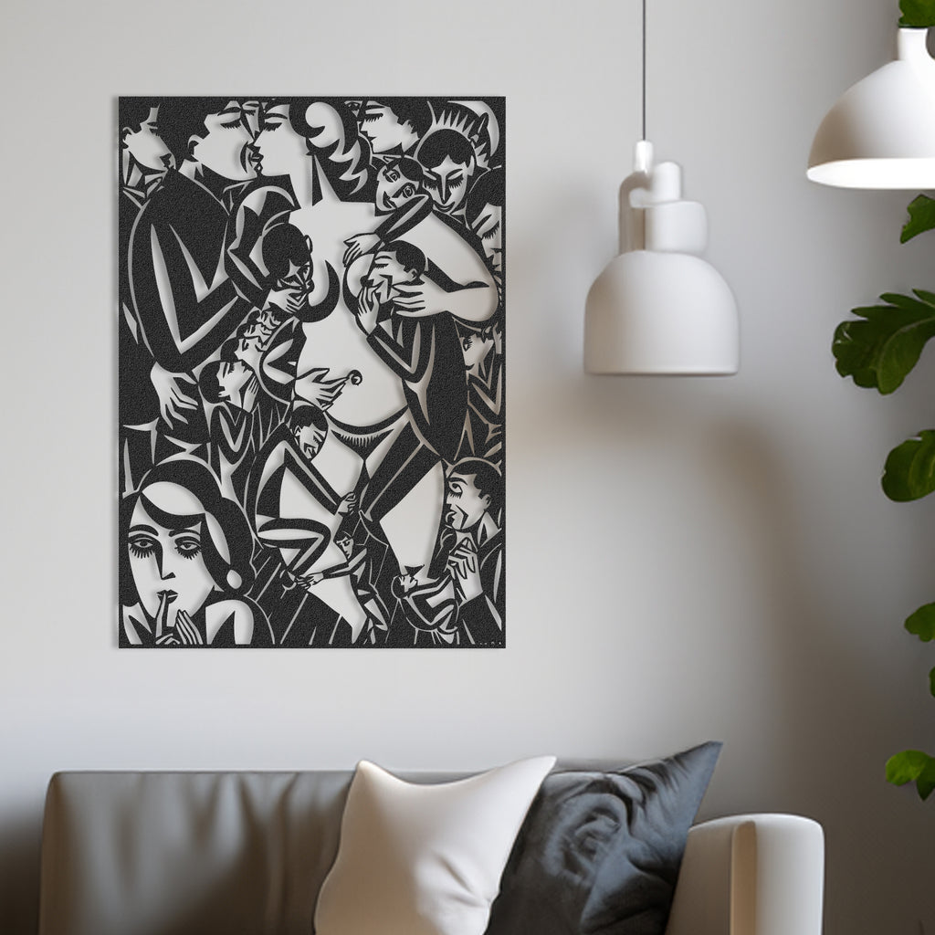 Expressionist metal wall panel by Hencely – Frans Masereel inspired design