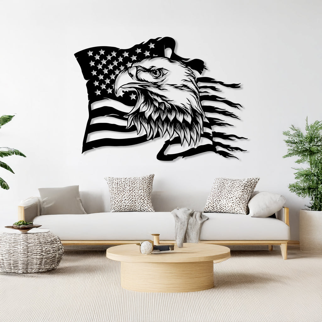 Freedom-inspired metal wall sculpture for modern home decor