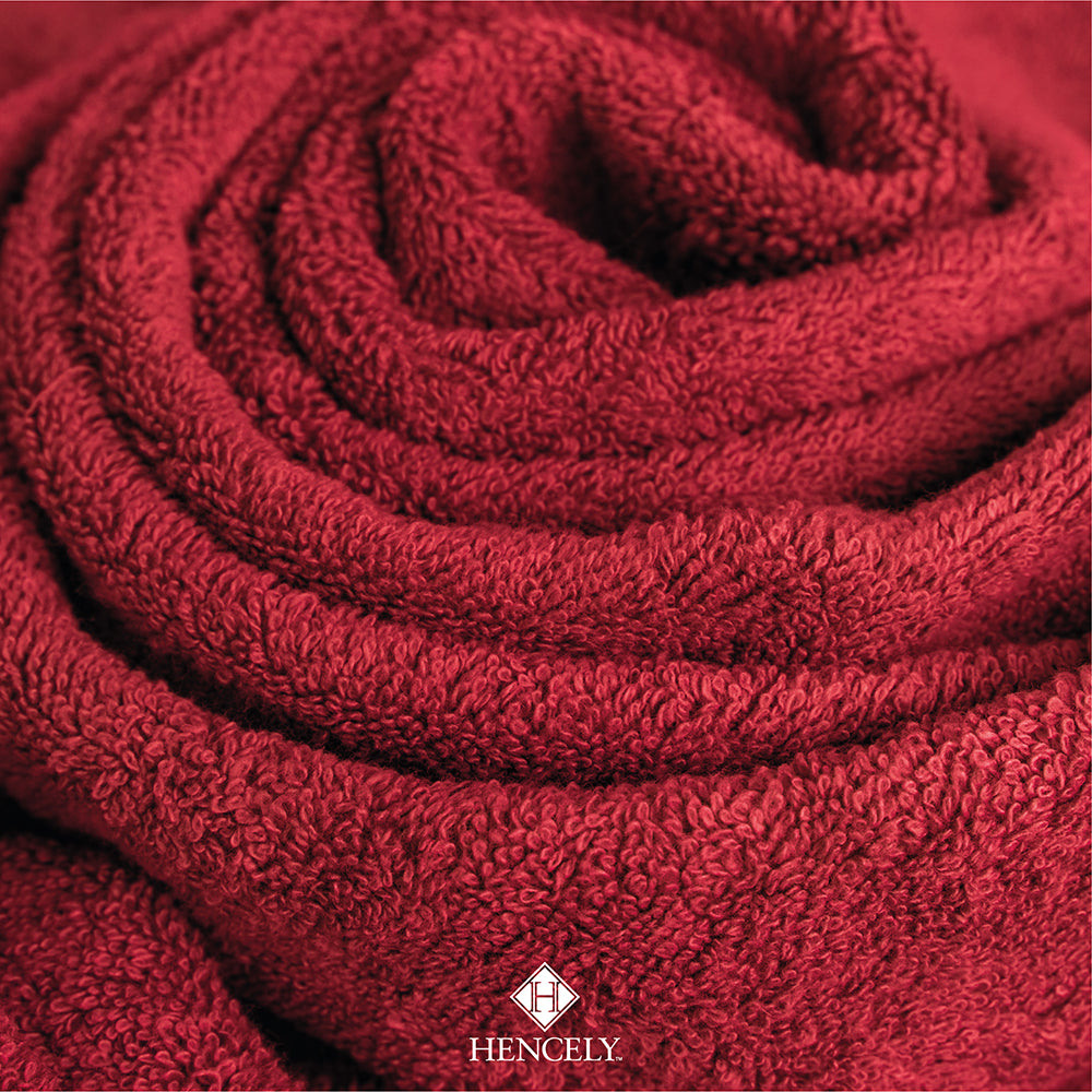 Close-up of Hencely burgundy bath sheet showing soft Turkish cotton texture