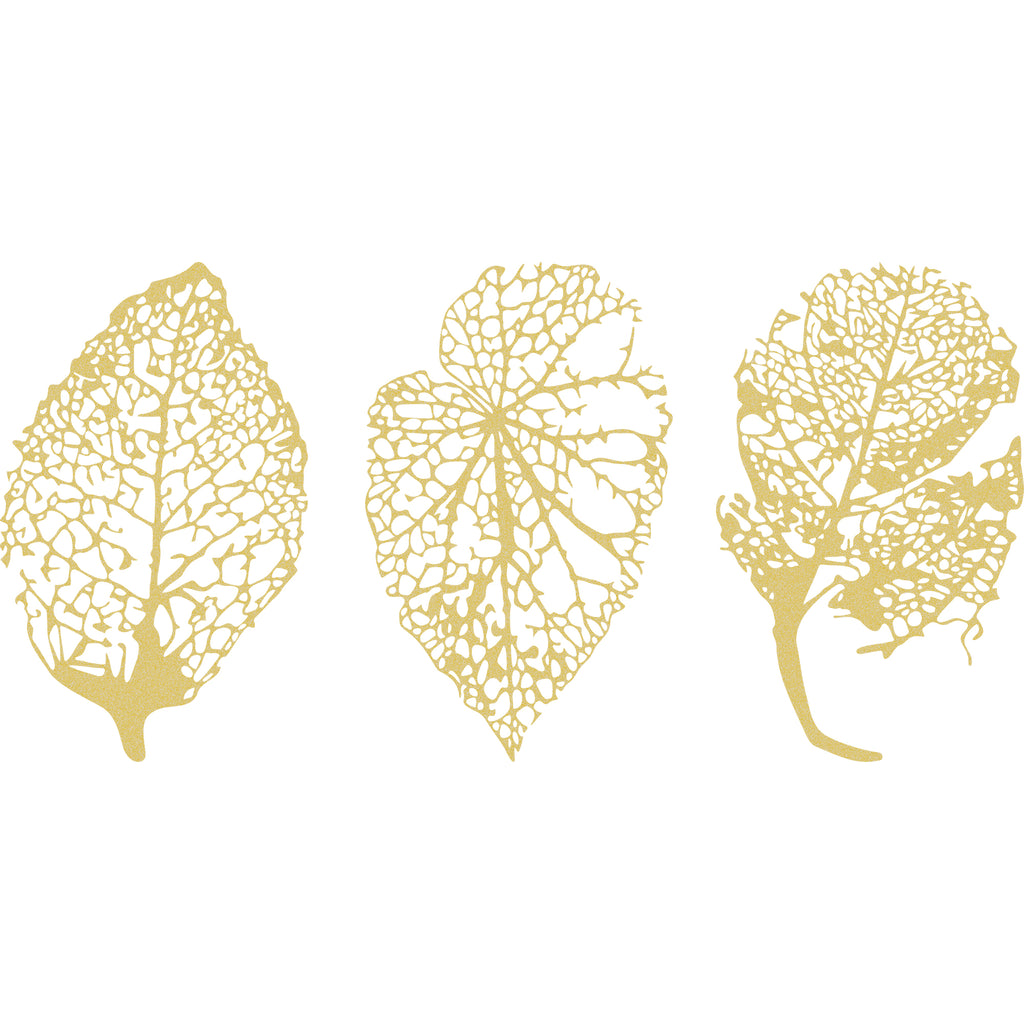Elegant gold metal leaf wall decor 3-piece set with intricate cut-out design