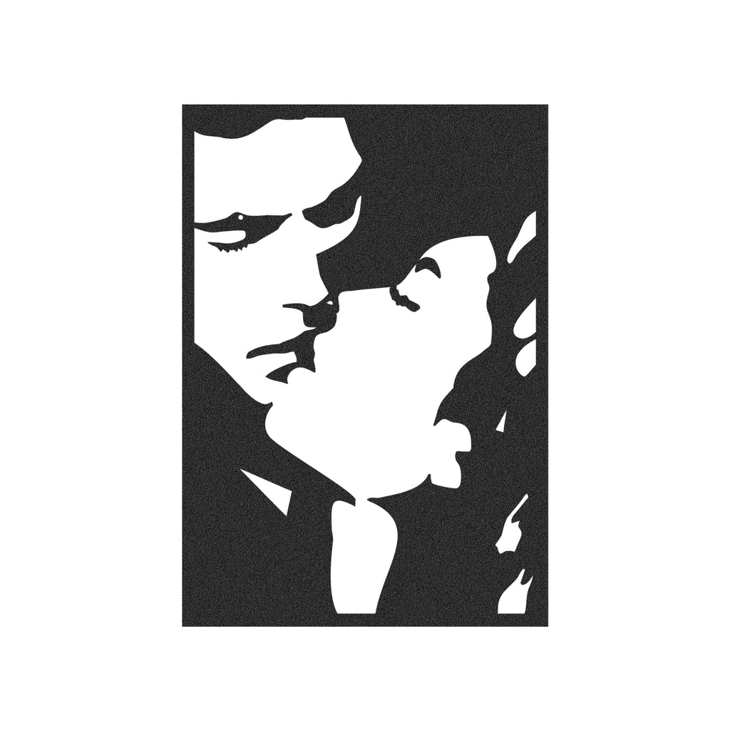 Close-up of On the Waterfront lovers silhouette metal wall art