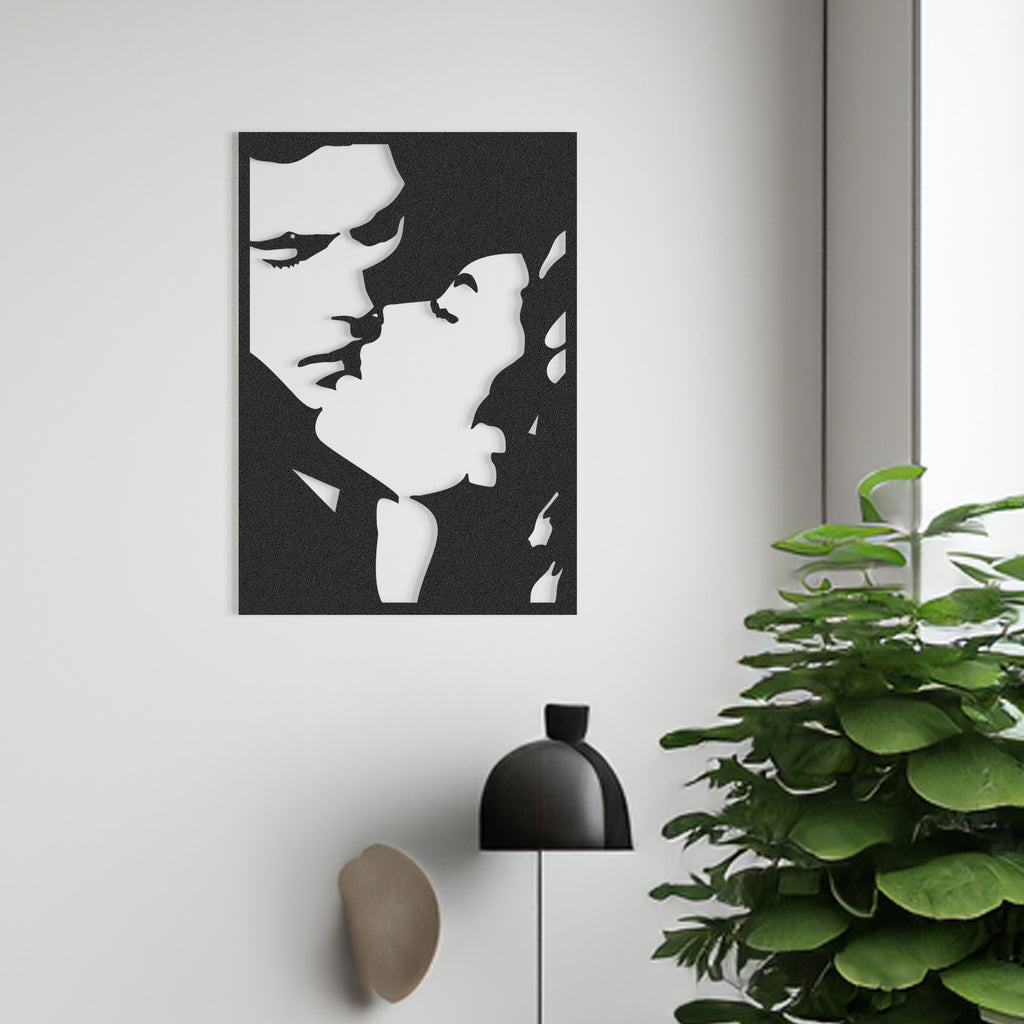 Romantic noir metal wall art displayed in living room décor