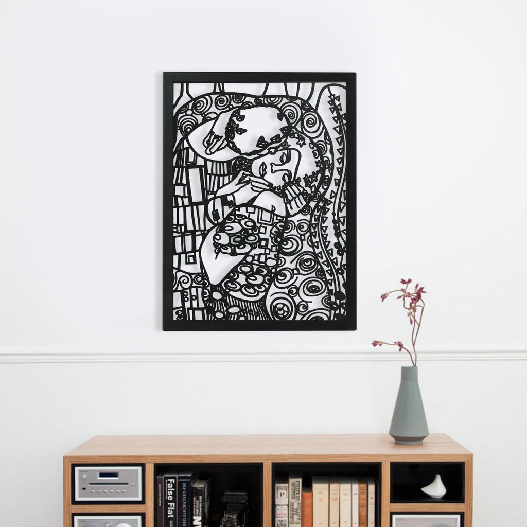 Romantic Gustav Klimt-inspired metal wall art décor for living room wall