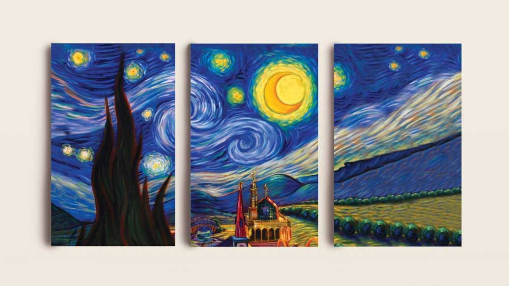 Van Gogh Starry Night three pieces canvas wall art