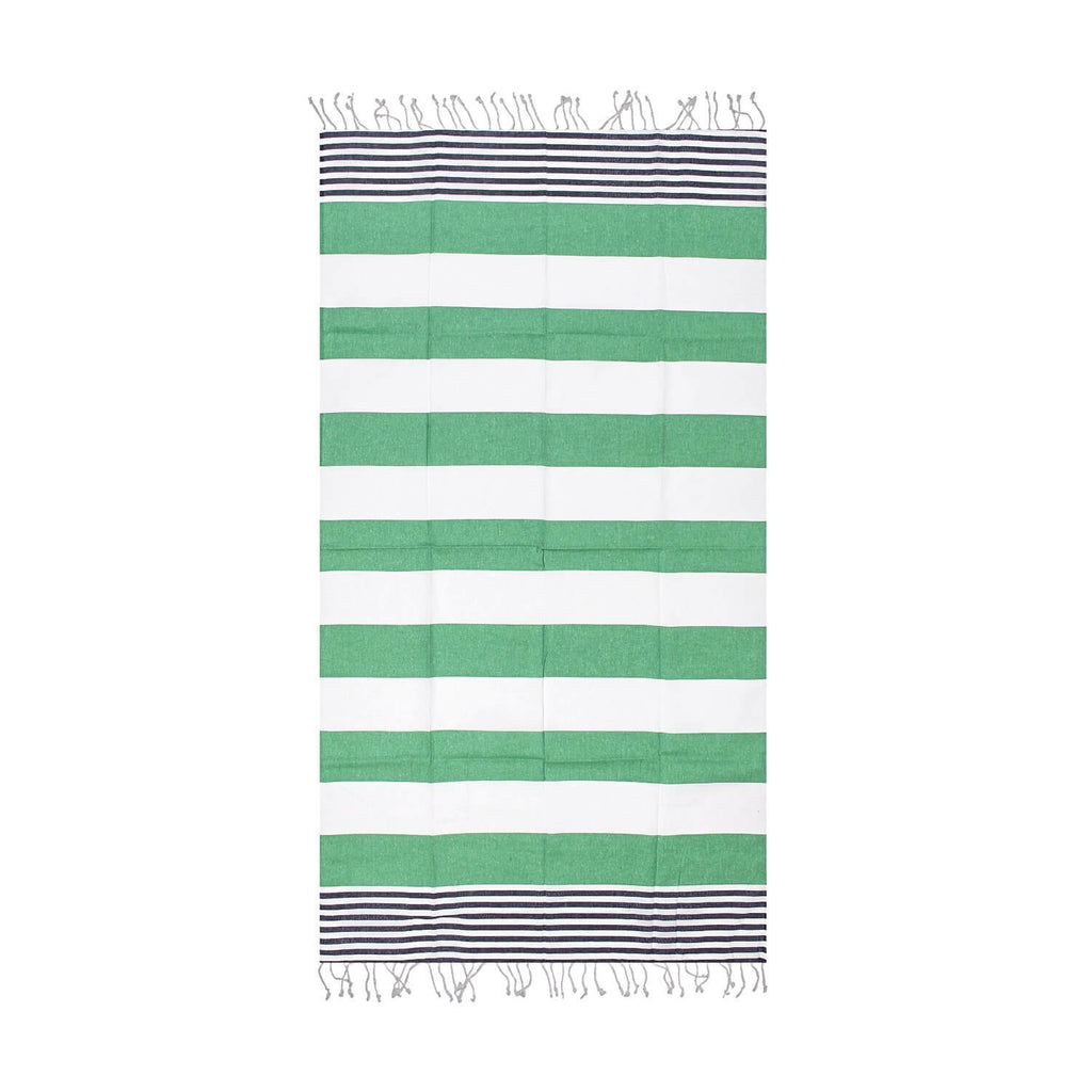 Green Striped Beach Towel Peshtemal - Hencely