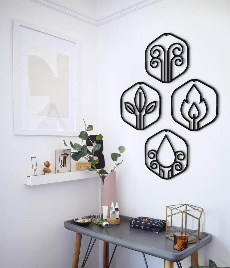 Four elements metal wall art - Hencely