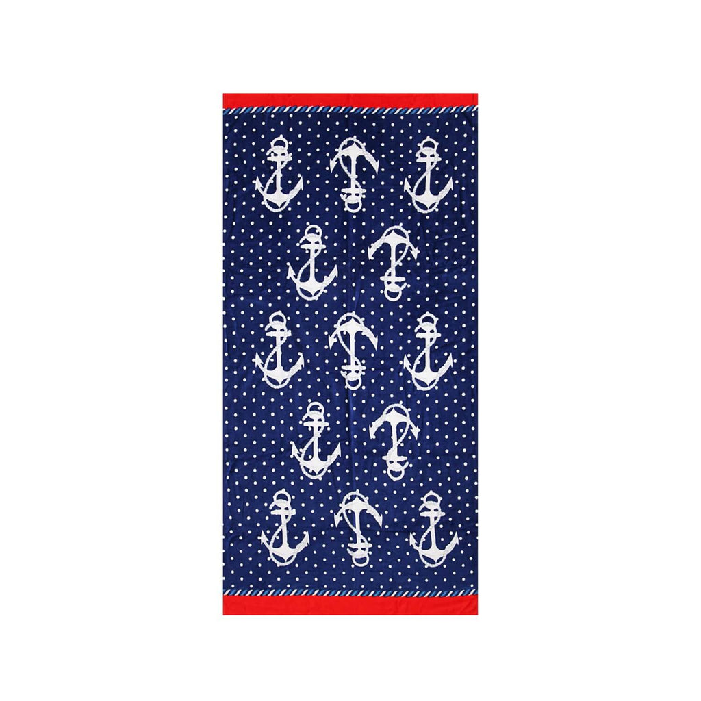 Spotty Anchors | Beach Towel | %100 Turkish Cotton | Soft & Absorbent | Regular Thickness - Hencely