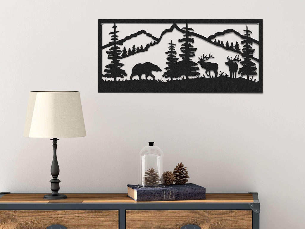 Mountains | Tree Metal Wall Art | Nature Inspired Wall Decor - Hencely