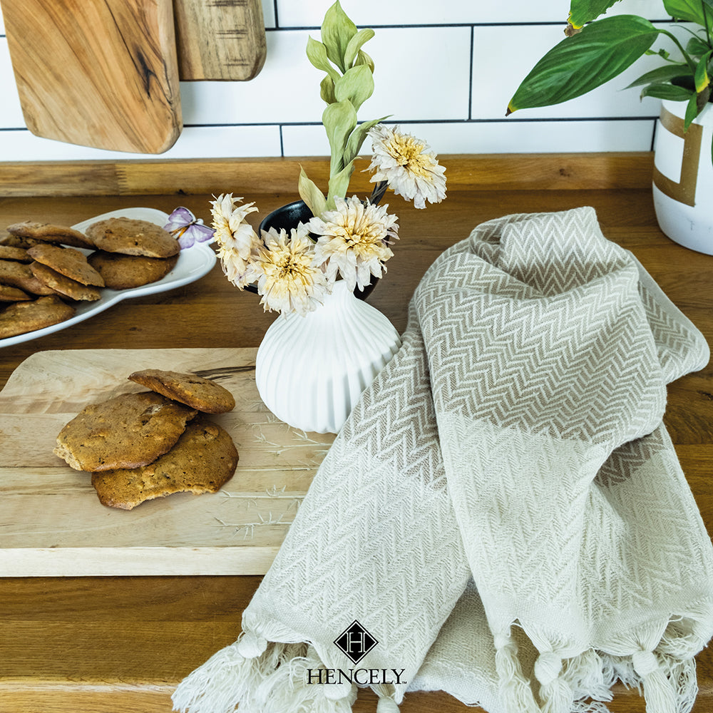 Hencely Turkish Hand Towel Set of 2 - Diamond Kitchen Dish Towel