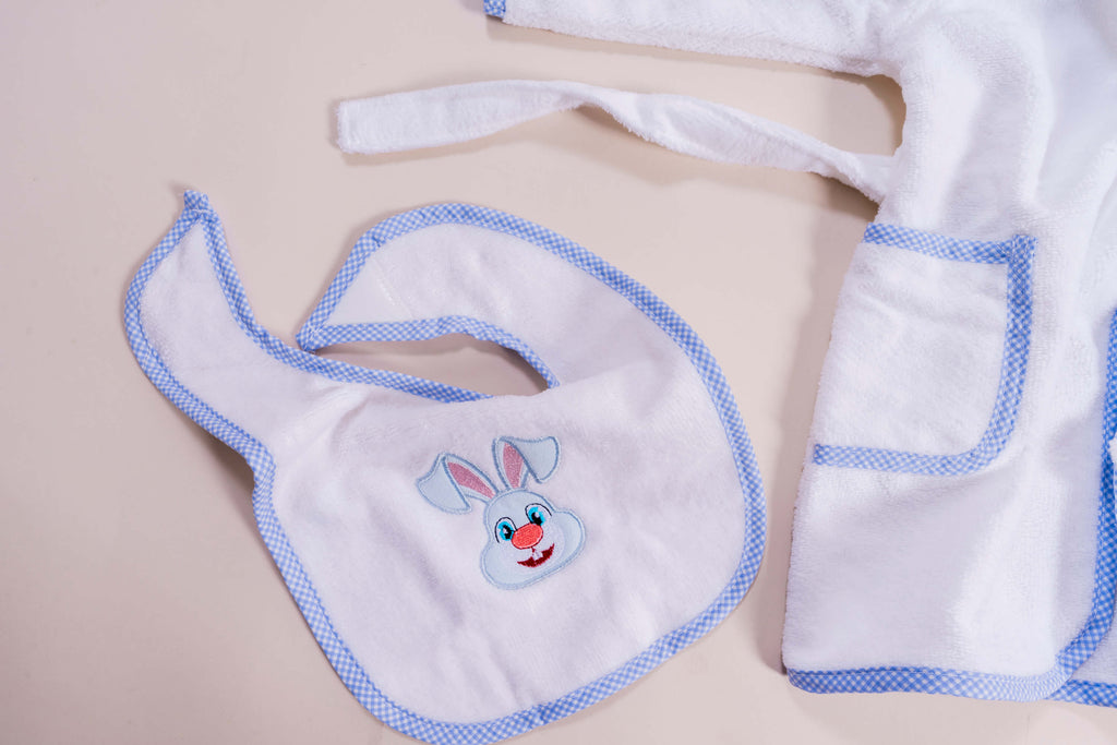 Blue Bunny Hooded Bathrobe | Baby Bat Towel Set