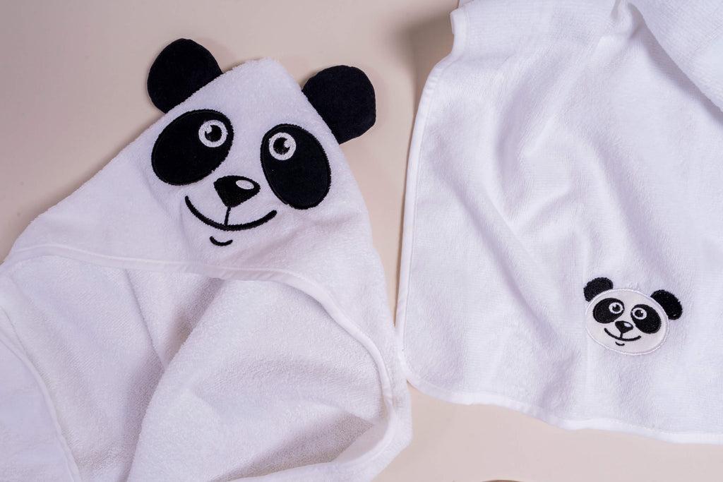 Panda Baby Hooded Bathrobe | Baby Towel Set