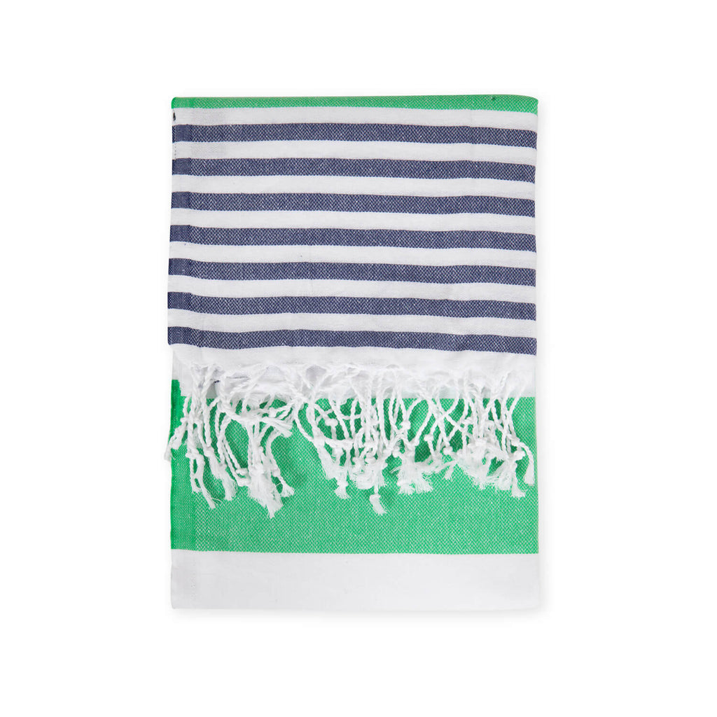 Green & Blue Striped Beach Towel  - Hencely