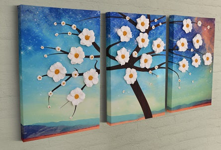 Lifelike Flowers | Shades Of Night Canvas Wall Decor Set | Canvas Art Deco Painting - Hencely