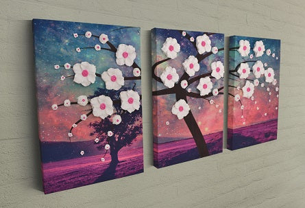 Lifelike Flowers Canvas Wall Hanging 3 pieces - Hencely