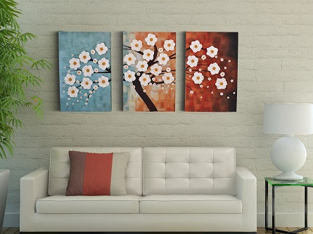 Lifelike Flowers | Day Time Colors Wall Decor Set | Canvas Art Deco Painting - Hencely