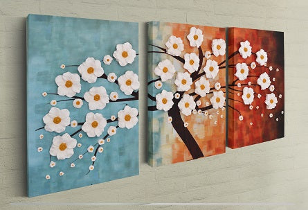 Lifelike Flowers | Day Time Colors Wall Decor Set | Canvas Art Deco Painting - Hencely