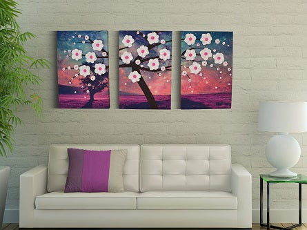 Lifelike Flowers Shades of Dawn Canvas Wall Decor Set Canvas Wall Hanging - Hencely
