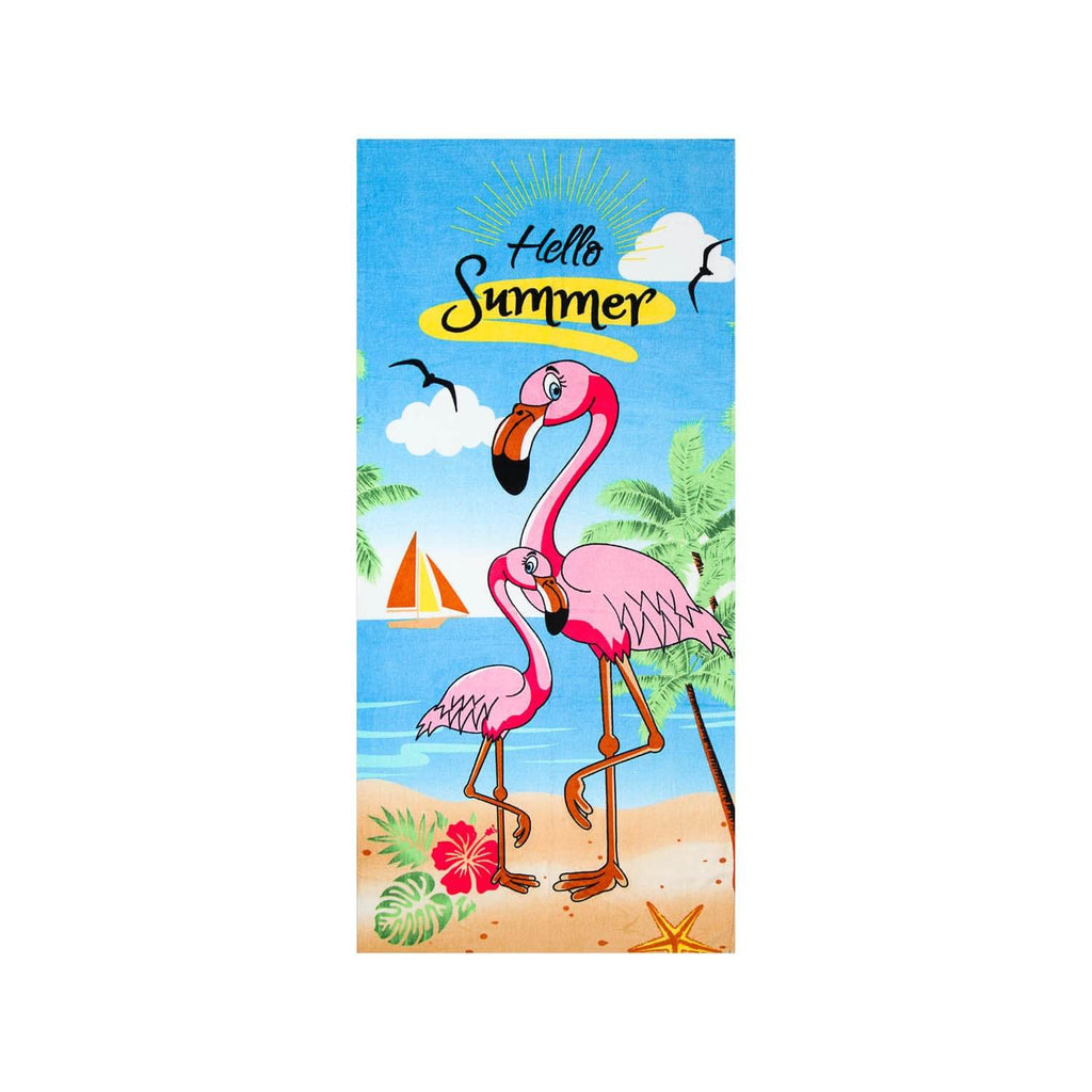 Pink Flamingo | Beach Towel | % 100 Turkish Cotton | Beach Blanket | Lightweight & Sandfree - Hencely