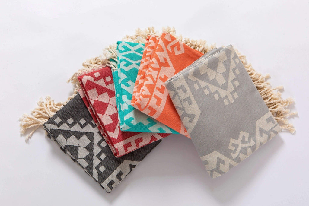 Aztec Rug | Beach Towels | %100 Turkish Cotton | 5 Colors | Lightweight Beach Throw Up - Hencely