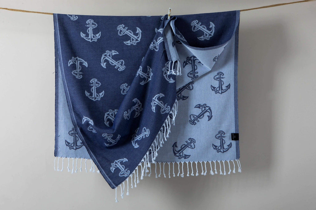 Anchors beach Towels  % 100 Turkish Cotton  Nautical Beach Blanket - Hencely