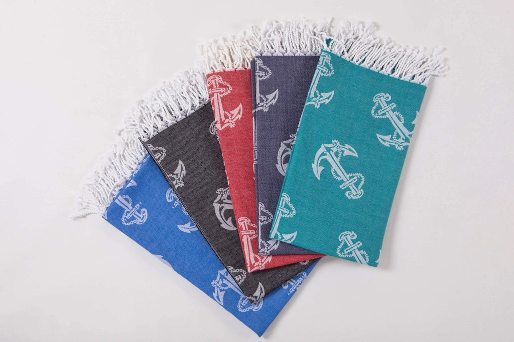 Anchors | Beach Towels | % 100 Turkish Cotton | Nautical Beach Blanket | Soft & Quickdry - Hencely