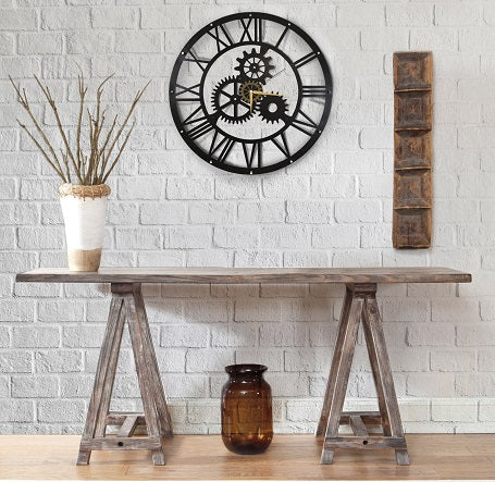 The Classic Hour Wheel | Roman Numerals | Round Wall Clock - Hencely