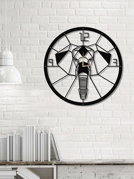 The Elephant | Round Wall Clock | Metal Hanging Clock - Hencely