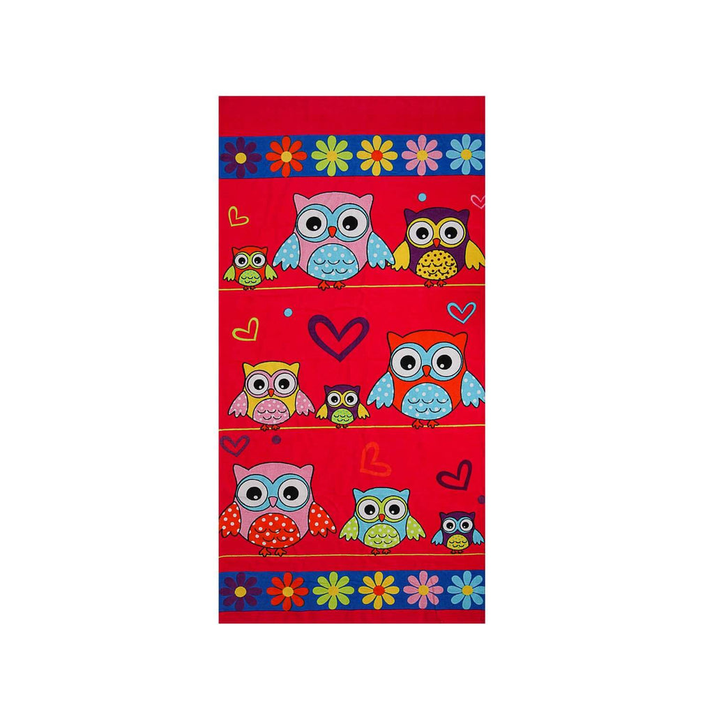 Owls Kids Beach Towel | % 100 Turkish Cotton Highly Absorbent - Hencely