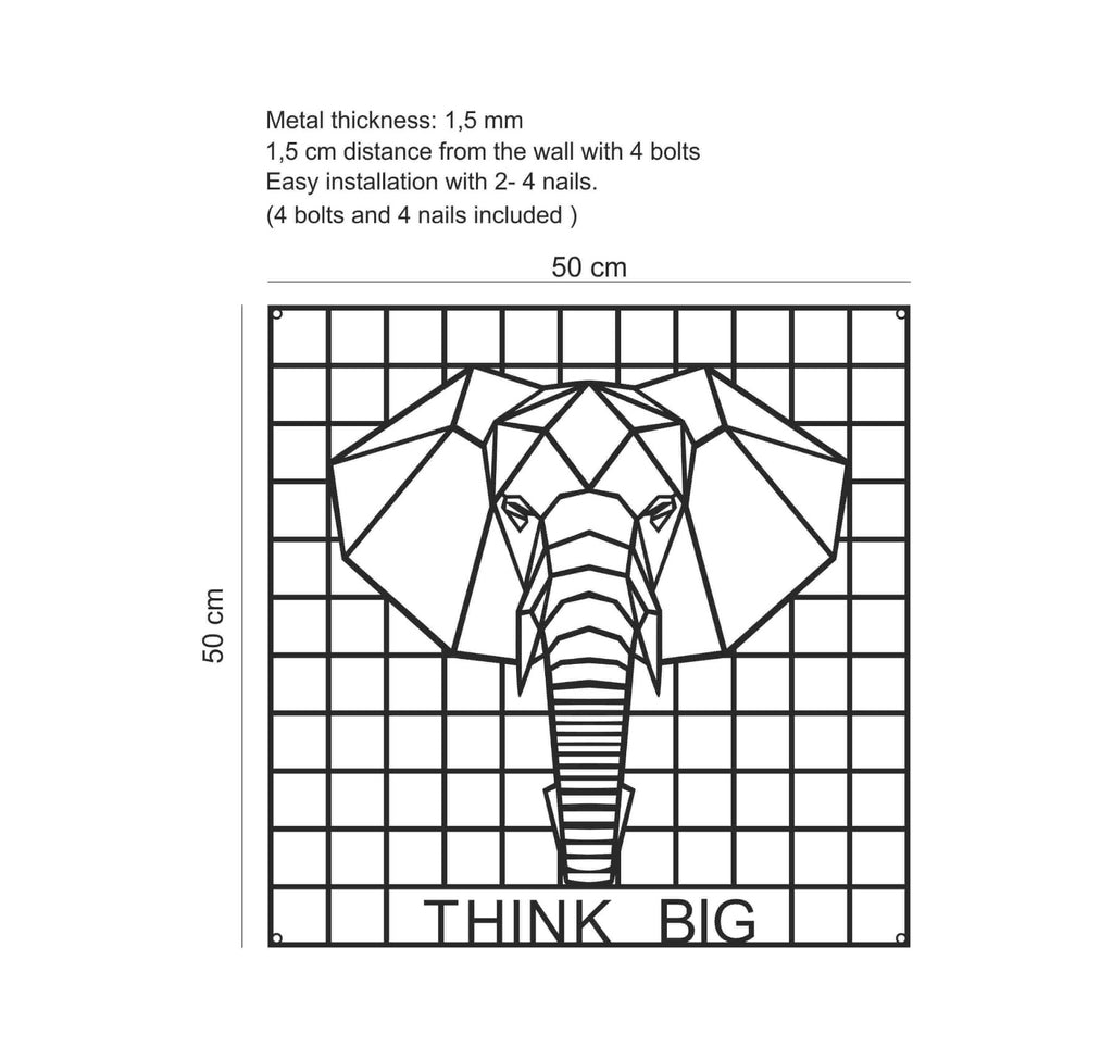 The Elephant| Metal Grid Wall Panel| Wall Organizer |"Think Big" Pegboard - Hencely
