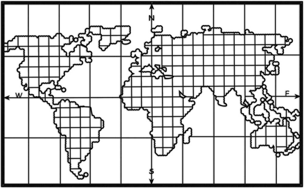 Grid Shaped Metal World Map - Hencely