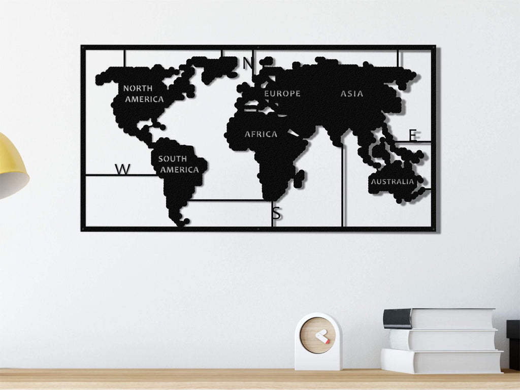 Continental World Map  Metal Wall Art - Hencely