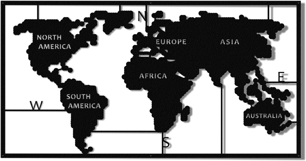 Continental Metal World Map 