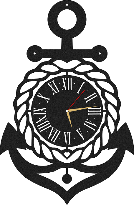 The Nautical | Anchor Design Wall Clock | Decorative Hanging Clock - Hencely