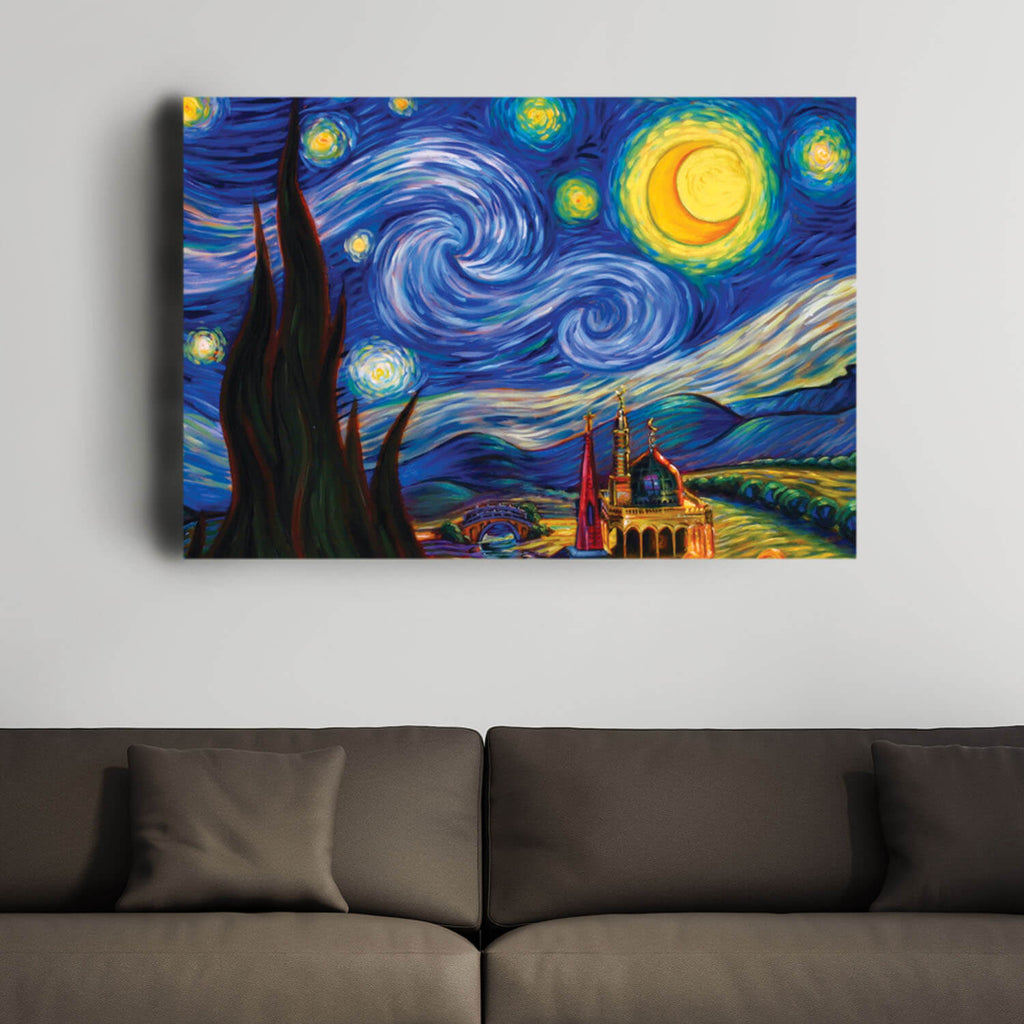 Starry Night by Van Gogh | Van Gogh Fine Art Reproduction | Starry Night Canvas Art Deco Painting - Hencely
