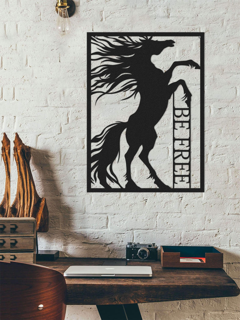 The Horse | BE FREE Contemporary Metal Wall Art | Dark Horse Metal Wall Decor - Hencely