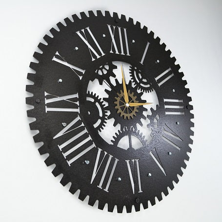 The Industrial | Contemporary Metal Wall Clock | Decorative Hanging Clock - Hencely