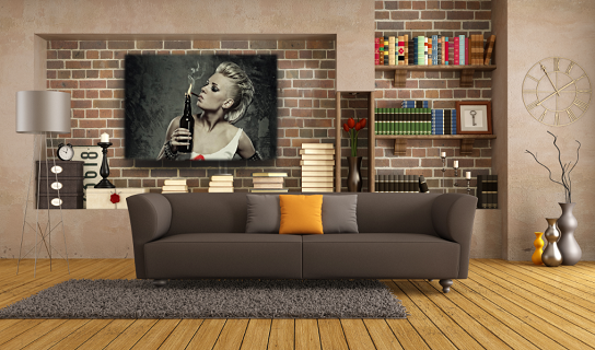 Girl With Molotof Art Deco Painting - Hencely