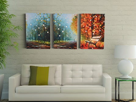 Autumn Gloom | Canvas Painting Decor | Canvas Wall Art Set | Fall Art Deco Painting - Hencely