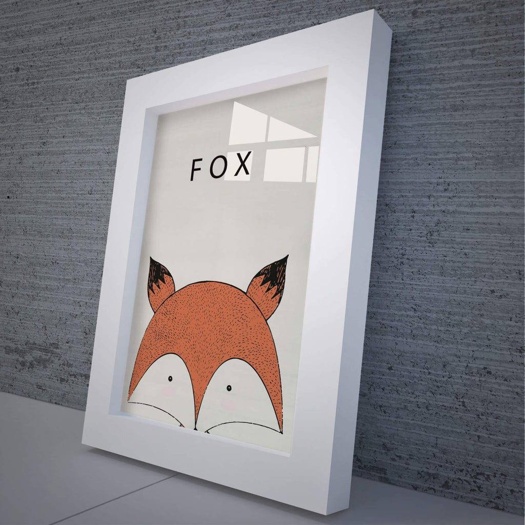 The Fox | Framed Glass Art | Framed Wall Hanging For Kidsroom | Animal Wall Art - Hencely